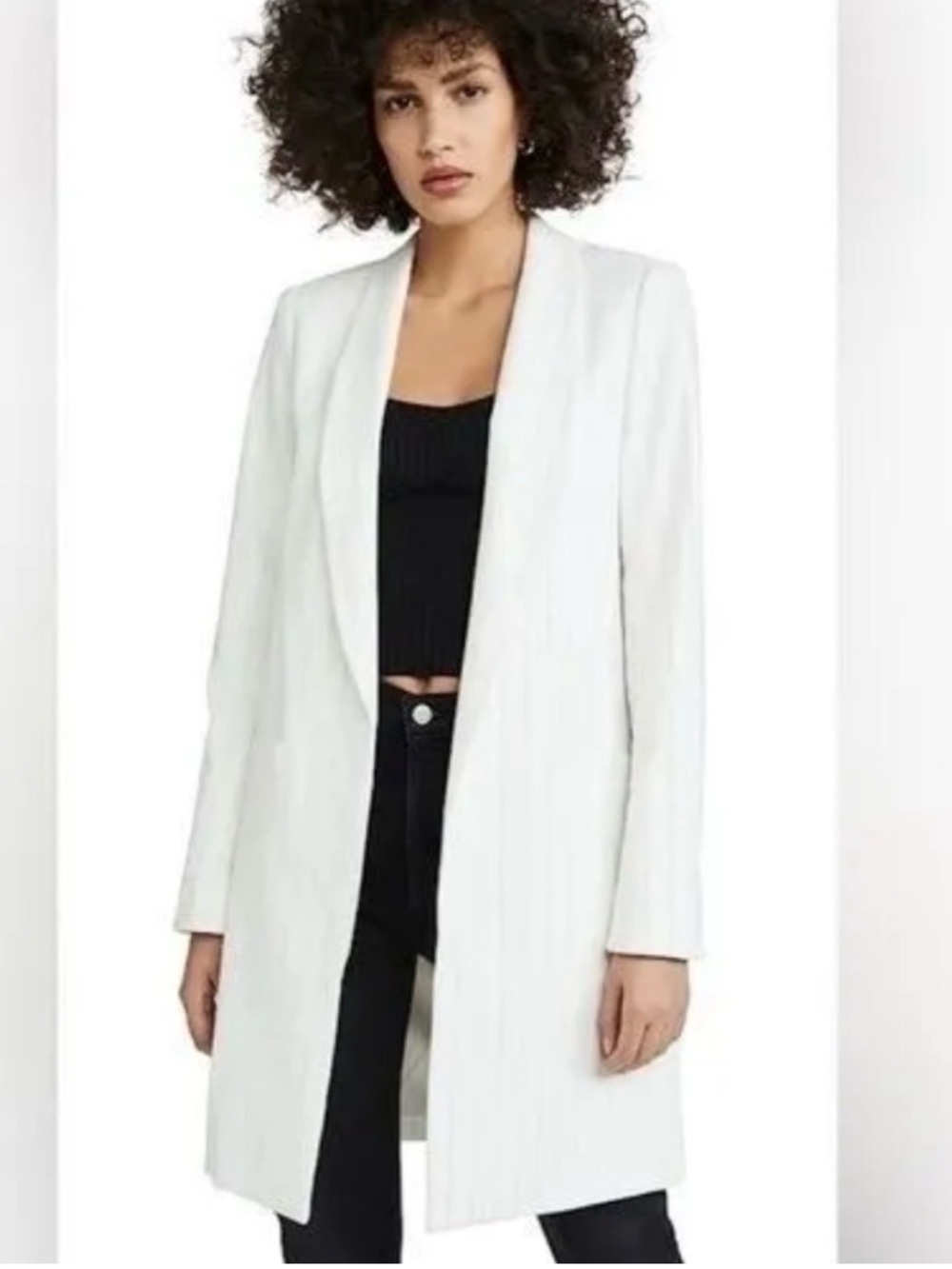NWT Alice + Olivia Kylie Shawl Collar Pinstripe Blazer XS White City Chic Work